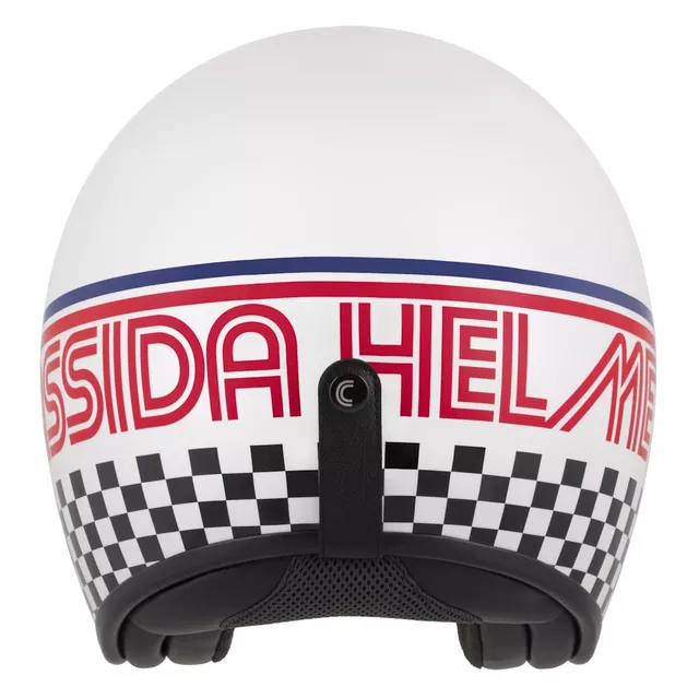 Motoros sisak Cassida Oxygen Rondo 2.0 gyöngyházfehér/piros/kék/fekete, polikarbonát héj, EPS polisztirol belső mag, napellenző