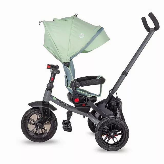 Gyerek tricikli toló rúddal Coccolle Pianti, EVA kerekek, forgatható ülés, fém váz, 2 féle lábtartó, biztonságos fékrendszer - Valódi Kék