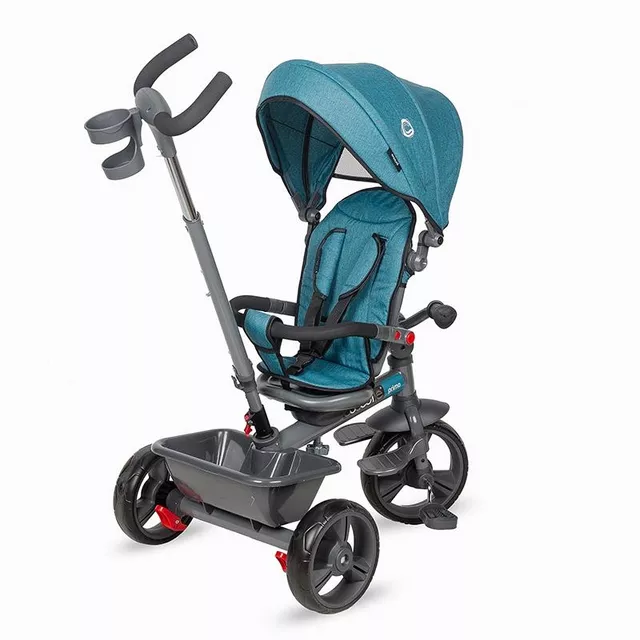 Gyerek tricikli toló rúddal Coccolle Primo, EVA kerekek, fémváz, forgatható ülés, palacktartó, biztonságos fékrendszer, 2 féle lábtartó - Magenta