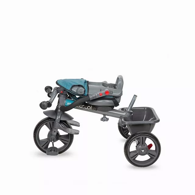 Gyerek tricikli toló rúddal Coccolle Primo, EVA kerekek, fémváz, forgatható ülés, palacktartó, biztonságos fékrendszer, 2 féle lábtartó - Magenta