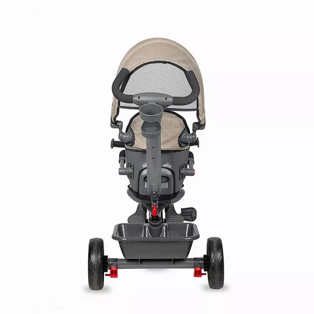 Gyerek tricikli toló rúddal Coccolle Primo, EVA kerekek, fémváz, forgatható ülés, palacktartó, biztonságos fékrendszer, 2 féle lábtartó - Magenta