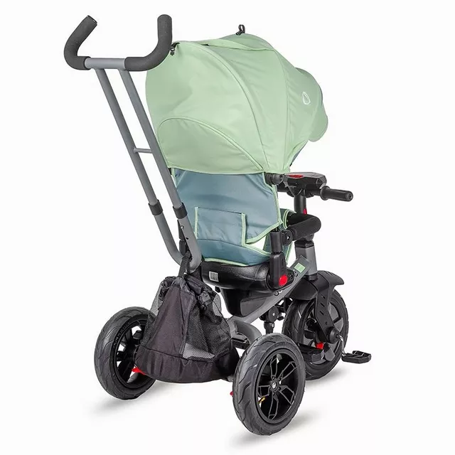 Gyerek tricikli toló rúddal Coccolle Pianti, EVA kerekek, forgatható ülés, fém váz, 2 féle lábtartó, biztonságos fékrendszer - Valódi Kék