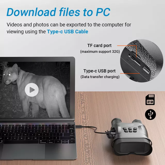 Éjjellátó távcső Apexel NV008, FMV bevonat, 32 GB memóriakártya,  2,3"-os kijelző, megbízható akkumulátor-üzemidő