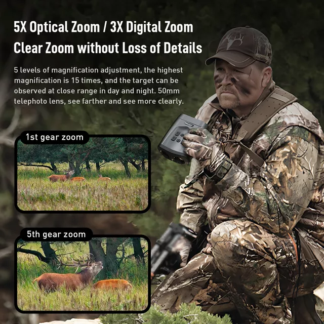 Éjjellátó távcső Apexel NV009, 3"-os LCD-kijelző, micro SD memóriakártya-támogatás,  infravörös megvilágítás