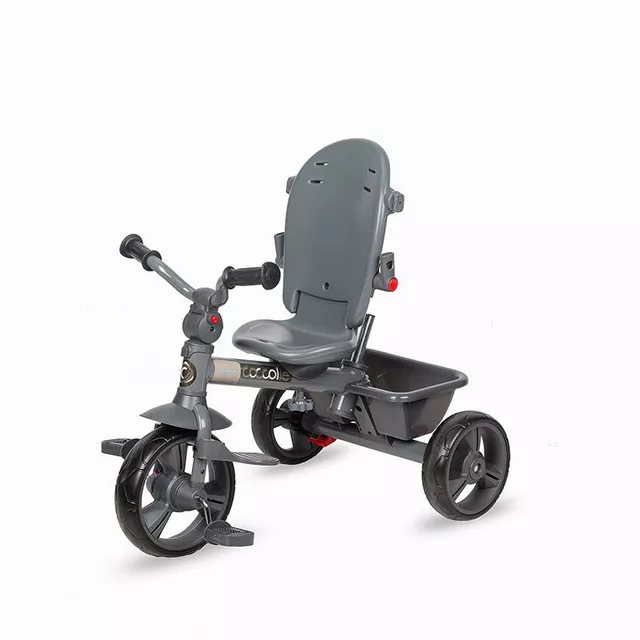 Gyerek tricikli toló rúddal Coccolle Primo, EVA kerekek, fémváz, forgatható ülés, palacktartó, biztonságos fékrendszer, 2 féle lábtartó - Magenta