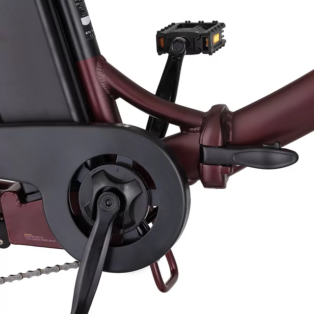 Összecsukható elektromos kerékpár inSPORTline ISL Felior 468 Wh 20" - 2026, LOGAN fékek, Kenda abroncsok, Bafang H405 motor, 100 km-es hatótávolság - Velúr Piros