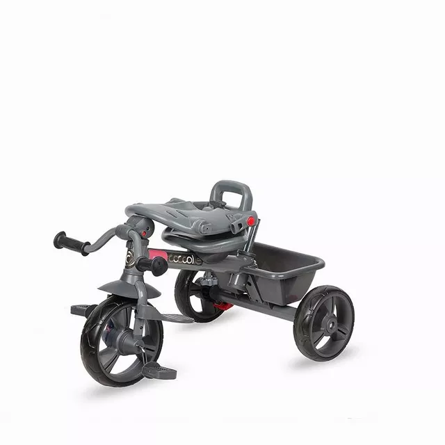 Gyerek tricikli toló rúddal Coccolle Primo, EVA kerekek, fémváz, forgatható ülés, palacktartó, biztonságos fékrendszer, 2 féle lábtartó - Magenta