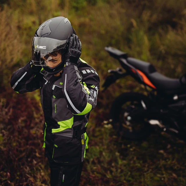 Férfi motoros kabát W-TEC GS-1613 - fekete-szürke-zöld