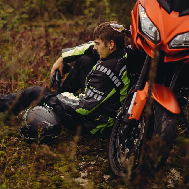 Férfi motoros kabát W-TEC GS-1613 - fekete-szürke-zöld