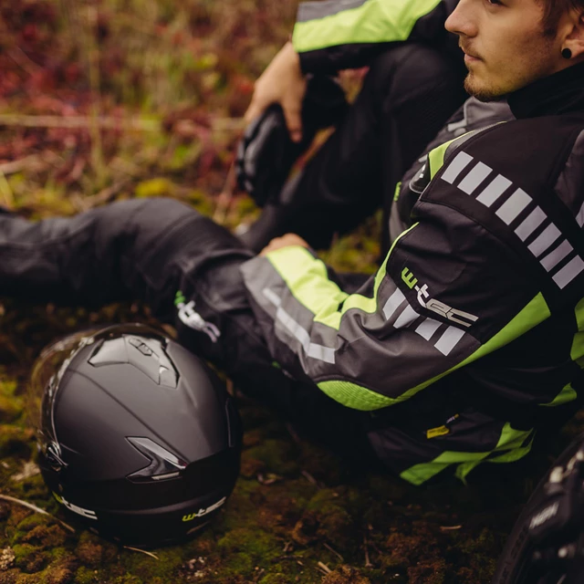 Férfi motoros kabát W-TEC GS-1613 - fekete-szürke-zöld