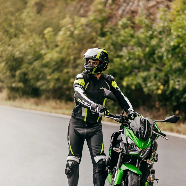 Motoros bőrnadrág W-TEC Vector - fekete-fluo