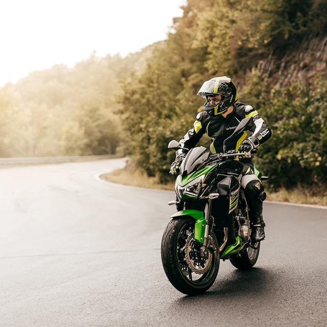 Motoros bőrnadrág W-TEC Vector - fekete-fluo