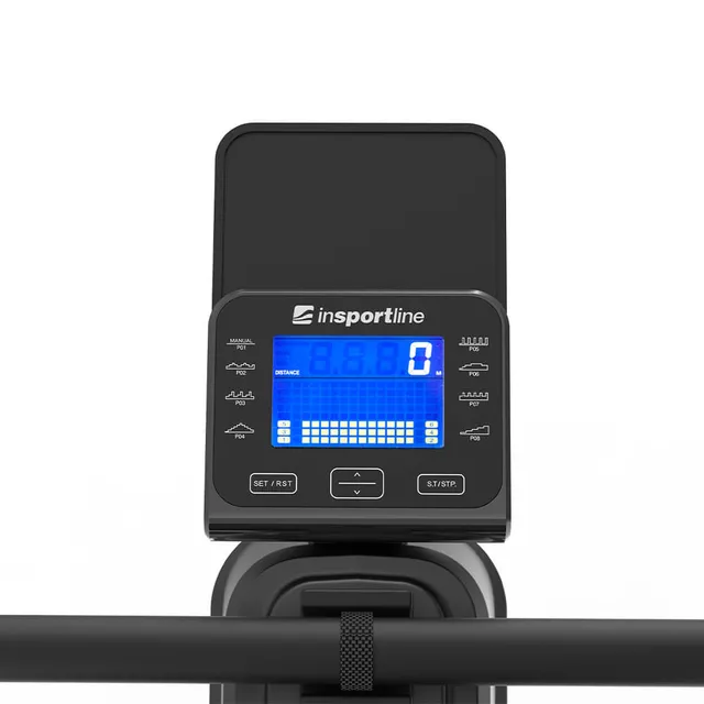 Evezőgép inSPORTline Yukona, mágnesfékes, állitható, elektromos, mágnesfékes, 16 terhelési szint, max 110kg, max 185cm, pulzus, HRC, súly 20kg