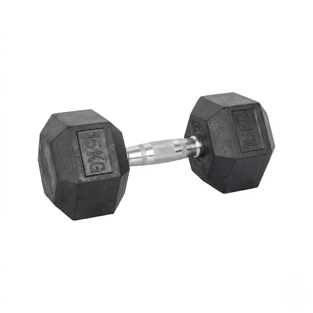 Hatszögletű súlyzó inSPORTline Hexsteel 15 kg, ergonomikus csúszásmentes fogantyú, modern design, precíz kivitelezés