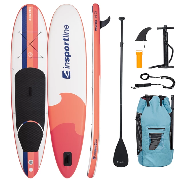 SUP kiegészítőkkel inSPORTline WaveTrip 11'6" G3 - korall