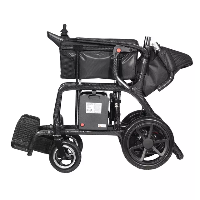 Elektromos karbon kerekesszék inSPORTline Feally, joystick vezérlés, elektromágneses fékek, biztonsági öv, 20–25 km hatótáv