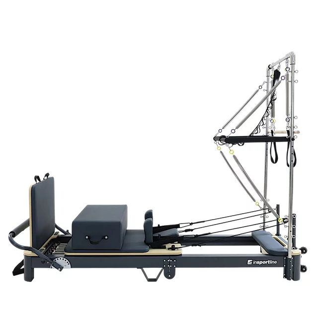 Pilates Reformer Torony inSPORTline Comfolder EVO, V alakú fogantyúk, 45 rögzítőszem a kiegészítők rögzítéséhez, stabil szerkezet