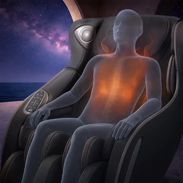 Masszázsfotel Fidardo, légmasszázs, infra melegítés, 12 párna, 2 fej, 6 masszázstípus, lábtartó, hangvezérlés, Bluetooth zene - bézs-barna