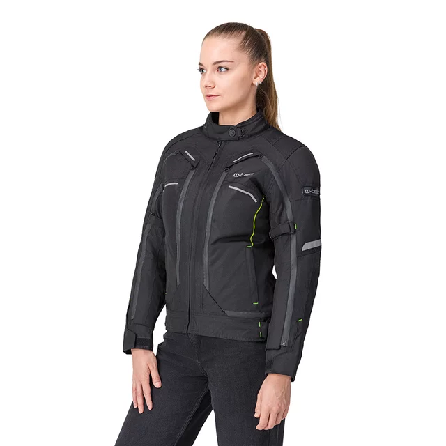Női motoros kabát W-TEC Progair Lady, hőszigetelő CloudAir bélés, Visionight fényvisszaverő elemek, strapabíró 600D-s poliészter szövet - fekete-fluo