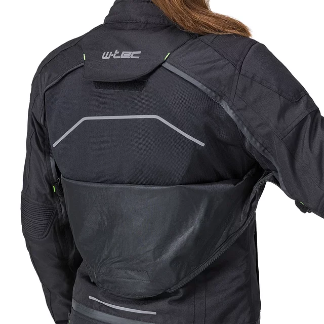 Női motoros kabát W-TEC Progair Lady, hőszigetelő CloudAir bélés, Visionight fényvisszaverő elemek, strapabíró 600D-s poliészter szövet - fekete-fluo