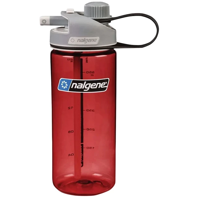 Sport kulacs NALGENE MultiDrink Sustain 600 ml - áttetsző - piros