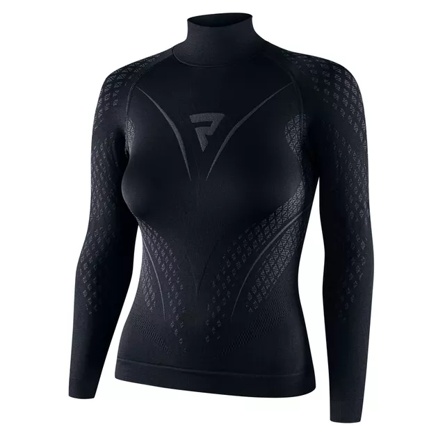 Női motoros thermo felső Rebelhorn Therm II Lady Jersey, rugalmas, egyrétegű, varrás nélküli anyag - fekete-szürke - fekete-szürke