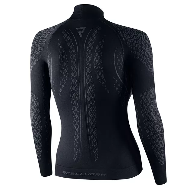 Női motoros thermo felső Rebelhorn Therm II Lady Jersey, rugalmas, egyrétegű, varrás nélküli anyag - fekete-szürke