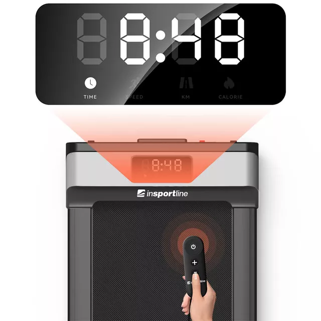 Összecsukható gyaloglópad inSPORTline ZenRun Fold 10, 0.75LE, max.120kg, futófelület 106x40cm, mellkasi öv, súly 24kg, otthoni