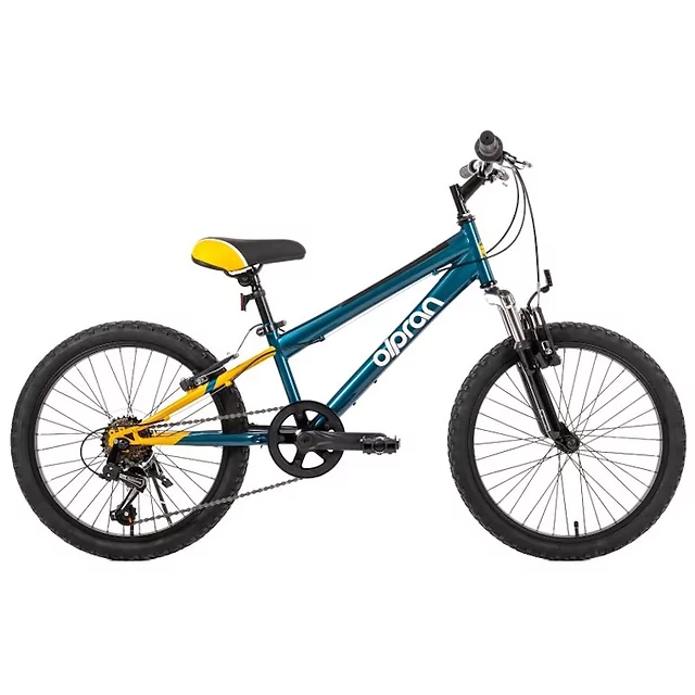 Könnyű junior kerékpár Olpran Agilis 20" - 2026-os modell, 125-145 cm, 12,4 kg, SHIMANOINDEX váltórendszer, Hi-Ten acél váz, OLPRAN rugózó villa - sötétzöld/narancssárga - sötétzöld/narancssárga