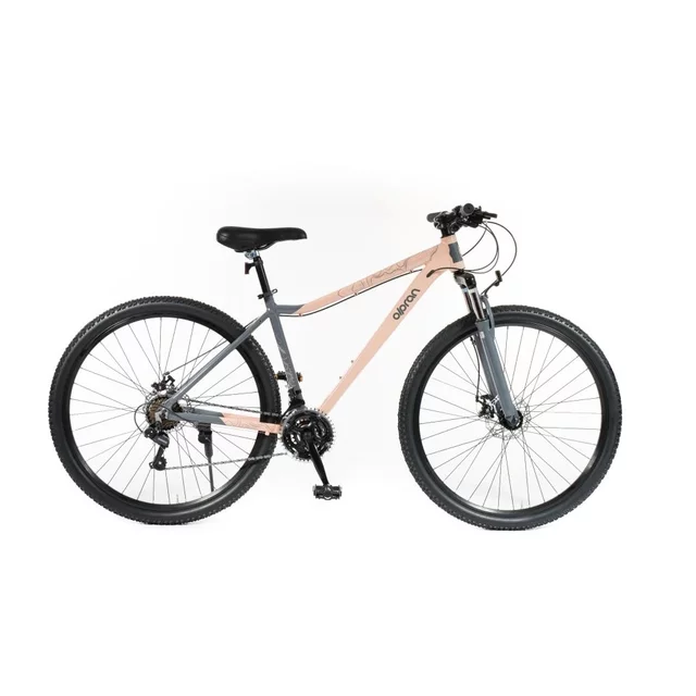 Női hegyikerékpár Olpran Rosa 29" 2026, ergonomikus markolat, 29" trekking gumiabroncsok, kitámasztó, teleszkópos villa, hátsó csomagtartó előkészítés - rózsaszín/szürke - rózsaszín/szürke