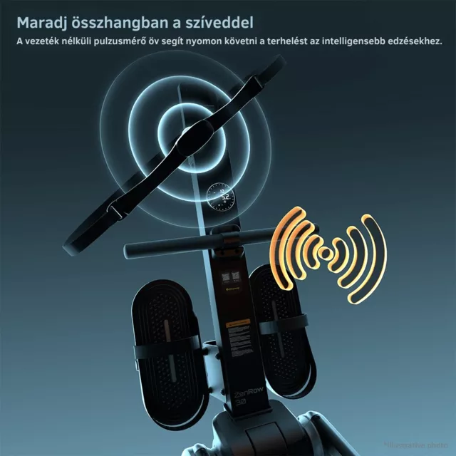 Evezőgép inSPORTline ZenRow 30, mágnesfékes, generátoros, max.150kg, mellkasi öv kapcsolat, elektromos terhelés, aplikációk, max 185cm