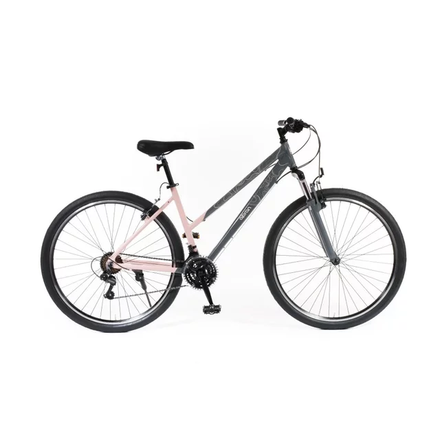 Női cross kerékpár Olpran Salix 28" - 2026-os modell, OLPRAN rugózó villa,  21 sebességes Shimano váltórendszer, 28"-os kerekek - menta/petrolkék - szürke/rózsaszín