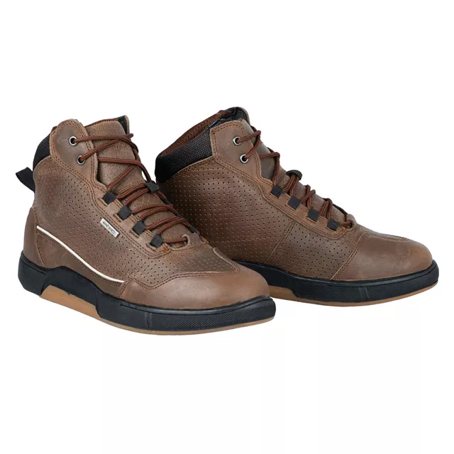 Motoros csizma W-TEC Colton, kivágás a maximális mobilitás érdekében, kis szellőzőnyílás, bokavédelem, megerősített orr- és sarokrész, dupla varrás - barna