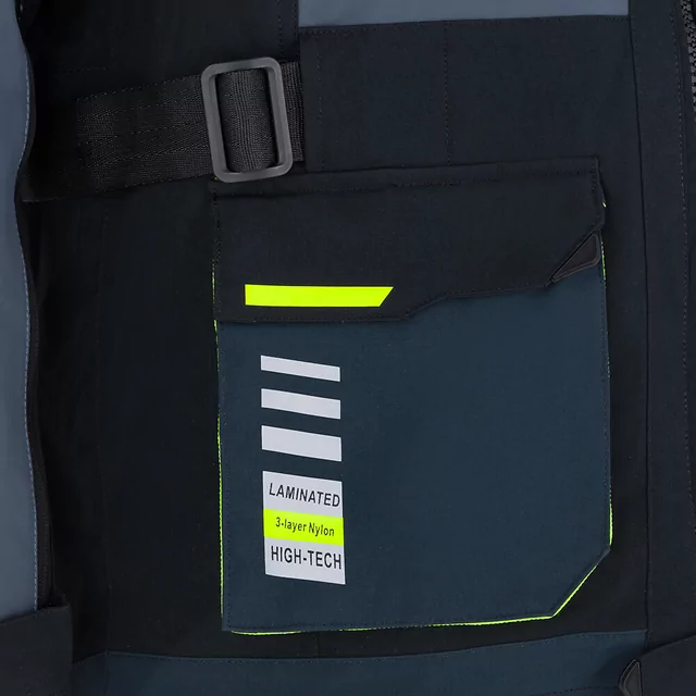 Motoros kabát W-TEC Modock, víz- és szélálló, kivehető CE protektorok EN1621-1, rugalmas panelek, háromrétegű - fekete-kék-fluoreszkáló sárga