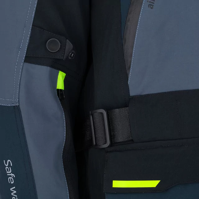 Motoros kabát W-TEC Modock, víz- és szélálló, kivehető CE protektorok EN1621-1, rugalmas panelek, háromrétegű - fekete-kék-fluoreszkáló sárga