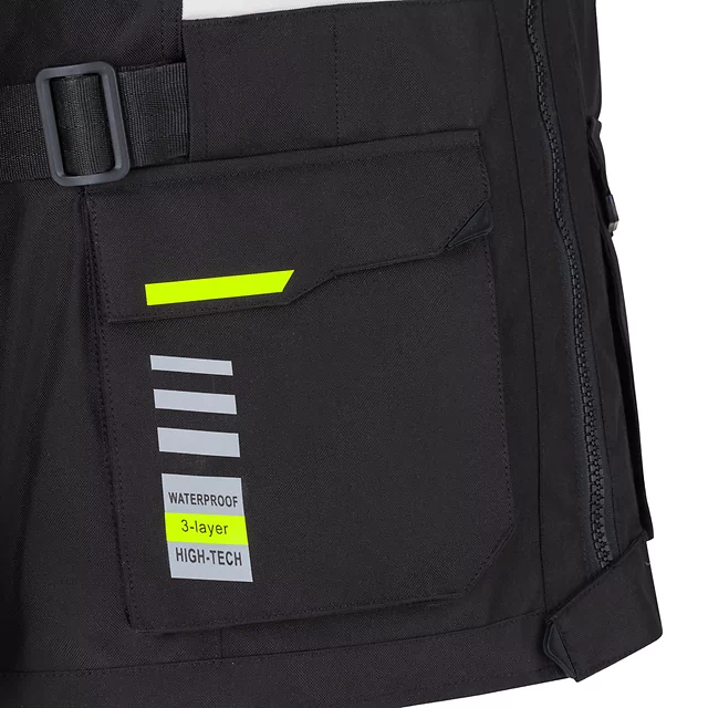 Motoros kabát  W-TEC Warao, AirVent System, belső klímamembrán, bordázott panelek a kar- és vállhajlatoknál, neoprén gallér szegély - fekete-fluo