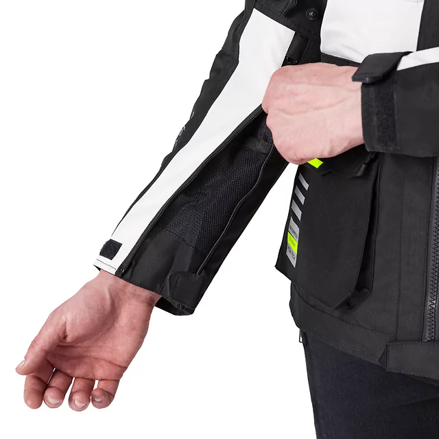 Motoros kabát  W-TEC Warao, AirVent System, belső klímamembrán, bordázott panelek a kar- és vállhajlatoknál, neoprén gallér szegély - fekete-fluo