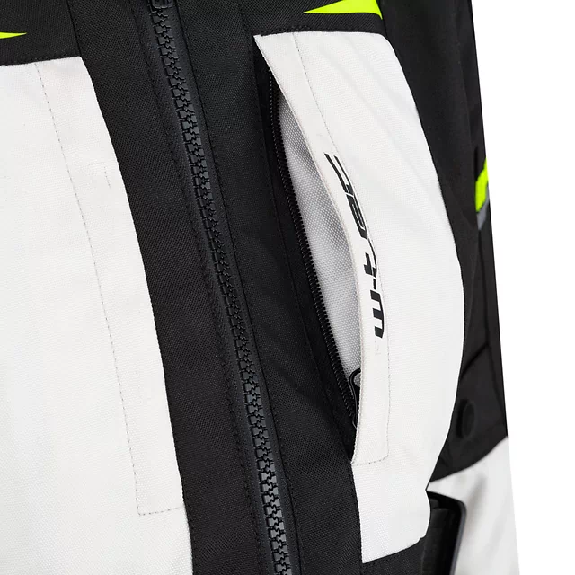 Női motoros kabát W-TEC Warao Lady, neoprén gallér szegély, AirVent System, vízálló és légáteresztő, kivehető belső hőszigetelő bélés - fekete-fluo