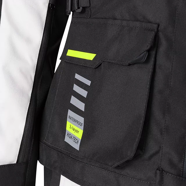 Női motoros kabát W-TEC Warao Lady, neoprén gallér szegély, AirVent System, vízálló és légáteresztő, kivehető belső hőszigetelő bélés - fekete-fluo