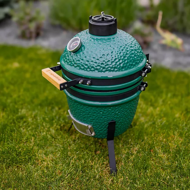 Kerámia kamado grill inSPORTline Pasionato 12"faszenes, kerámia, 56,5cm magas, BBQ grill, hőmérő, bomba izek, alacsony szénfogyasztás, kamado grill
