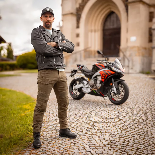 Motoros farmernadrág W-TEC Wallbridge Olive