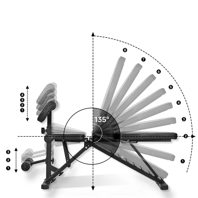 Edzőpad inSPORTline ON-X AB10, állítható, dönthető, összecsukható, max 150kg, multifunkciós, 8x4 pozíció, bicepsz támasz
