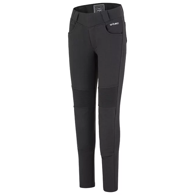 Női motoros leggings W-TEC Lukrecia Base, elasztikus, testhezálló szabás, sztreccs panelek, magas derékrész, W-TEC logó a zsebeken - fekete
