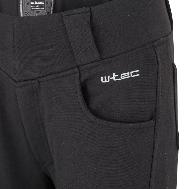 Női motoros leggings W-TEC Lukrecia Base, elasztikus, testhezálló szabás, sztreccs panelek, magas derékrész, W-TEC logó a zsebeken - fekete