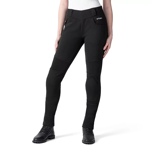 Női motoros leggings W-TEC Lukrecia Base, elasztikus, testhezálló szabás, sztreccs panelek, magas derékrész, W-TEC logó a zsebeken - fekete