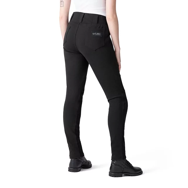 Női motoros leggings W-TEC Lukrecia Base, elasztikus, testhezálló szabás, sztreccs panelek, magas derékrész, W-TEC logó a zsebeken - fekete