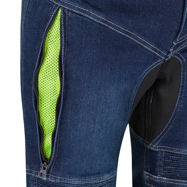 Férfi motoros farmer W-TEC Biterillo Evo, sztreccs panelek, rugalmas anyag, hálós bélés, aramidszál erősítés - kék