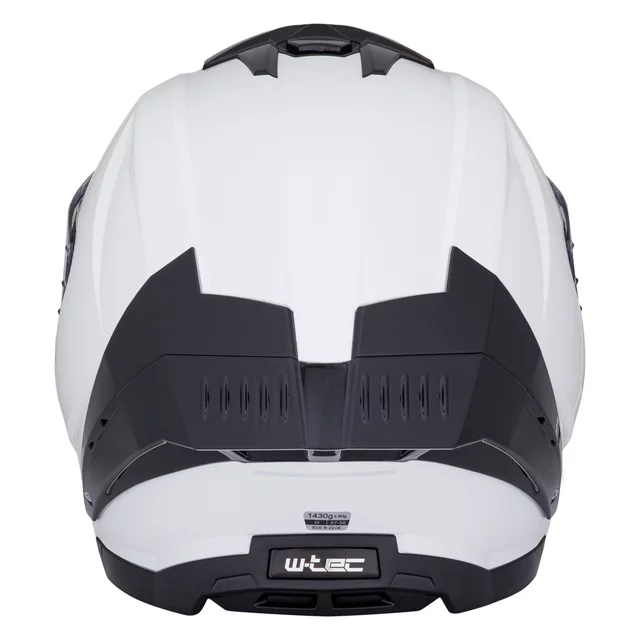 Motoros sisak W-TEC Voltik, aerodinamikusan kialakított héj, zárható szellőzőrendszer, Pinlock® 70 előkészítés, mikrometrikus csat zárással - fényes fehér