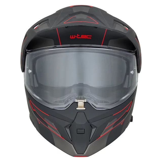 Felhajtható motoros bukósisak 3 az 1-ben W-TEC Neovu Graphic, aerodinamikus forma, csuklós mechanizmus, légáteresztő anyagból készült párnázat - fekete-fluo