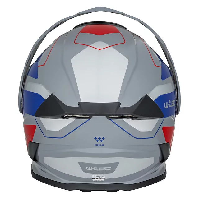 Felhajtható motoros bukósisak 3 az 1-ben W-TEC Neovu Graphic, aerodinamikus forma, csuklós mechanizmus, légáteresztő anyagból készült párnázat - fekete-fluo